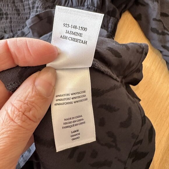 Rails Blue Black Jasmine Ash Cheetah Print Long Sleeve V-neck Mini Dress‎ L - Picture 14 of 16